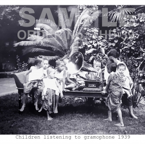 Children listening to gramophone