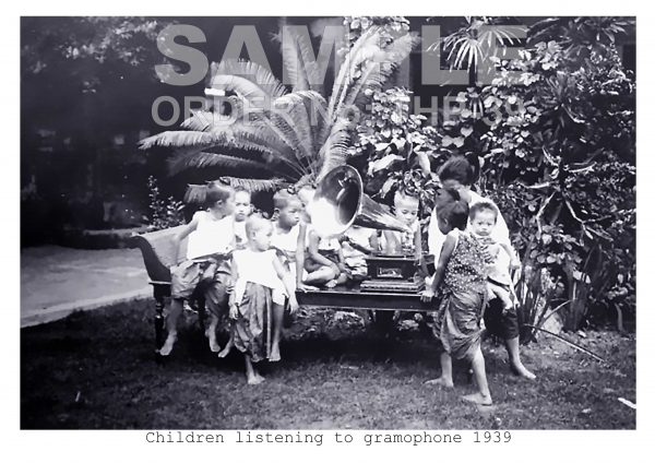 Children listening to gramophone