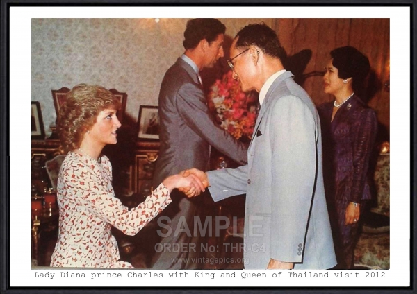 Lady Dianne and Prince of Charles greet the king of Thailand.
